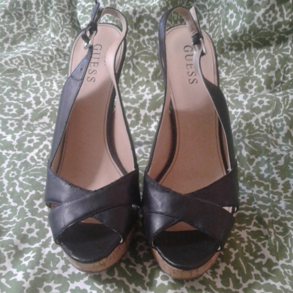 Guess Cork Platform 5.5" Sling Size 8.5